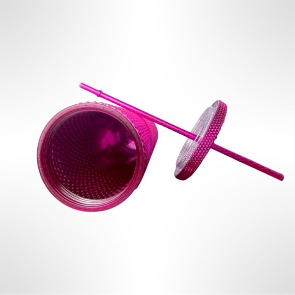 STARBUCKS Holiday 2022 Sangria Bling Metallic Chrome Studded Tumbler BARBIECORE - Picture 4 of 4